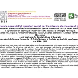 Iscrizioni al corso Formare le operatrici/gli operatori sociali per il contrasto della violenza di genere